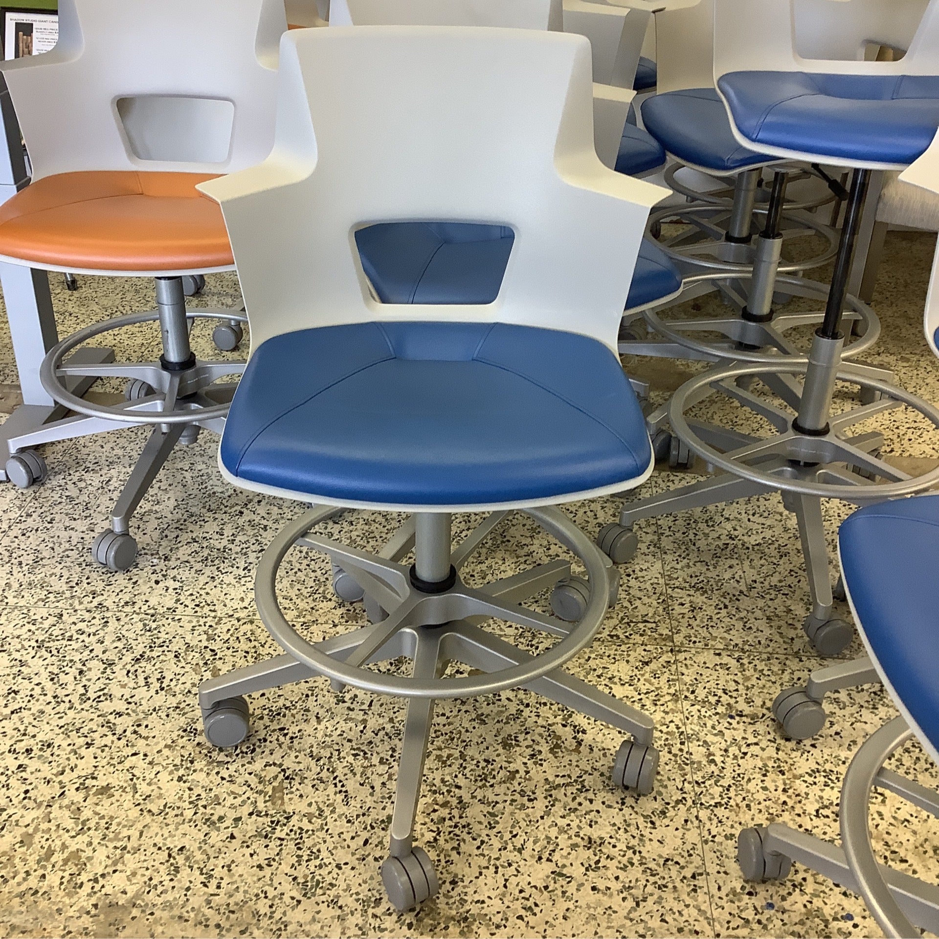 Steelcase Turnstone Shortcut Blue Leather Cushion Stool FLORIDA